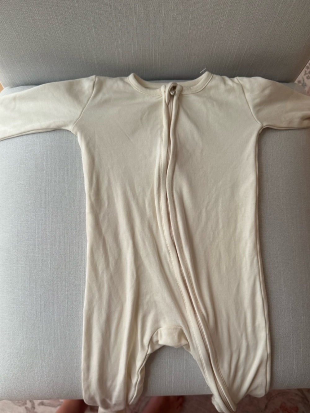 Colored Organics Cream Zip-Front Footed One-Piece